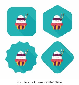 cupcake flat icon with long shadow, eps10