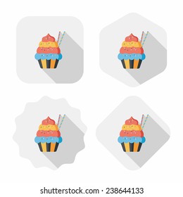 cupcake flat icon with long shadow, eps10