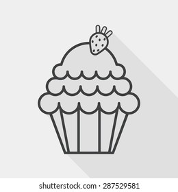 cupcake flat icon with long shadow, line icon
