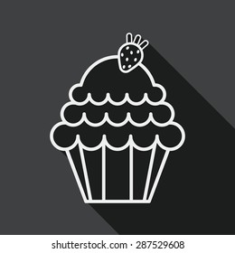 cupcake flat icon with long shadow, line icon