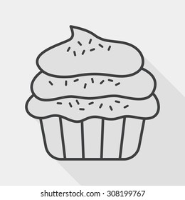 cupcake flat icon with long shadow, line icon