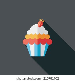 cupcake flat icon with long shadow,eps10