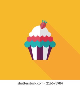 cupcake flat icon with long shadow,eps10