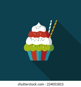 cupcake flat icon with long shadow,eps10
