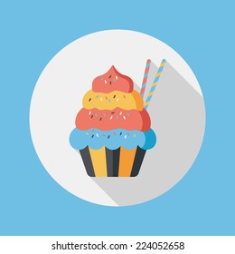 cupcake flat icon with long shadow,eps10