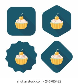 cupcake flat icon with long shadow,eps10