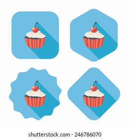 cupcake flat icon with long shadow,eps10