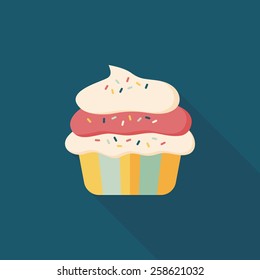 cupcake flat icon with long shadow,eps10