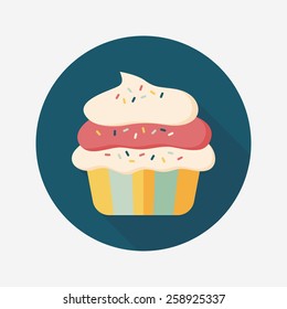 cupcake flat icon with long shadow,eps10