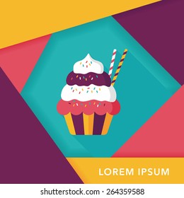 cupcake flat icon with long shadow,eps10