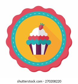 cupcake flat icon with long shadow,eps10