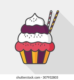 cupcake flat icon with long shadow,eps10