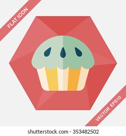 cupcake flat icon with long shadow,eps10