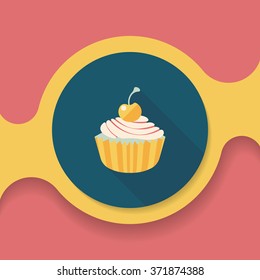 cupcake flat icon with long shadow,eps10