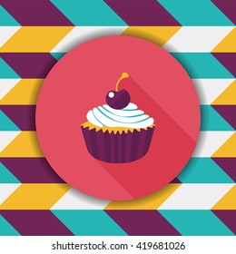cupcake flat icon with long shadow,eps10