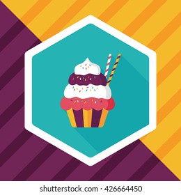 cupcake flat icon with long shadow,eps10