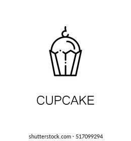 Cupcake flat icon. Single high quality outline symbol of bakery for web design or mobile app. Thin line signs of cupcake for design logo, visit card, etc. Outline pictogram of cupcake 