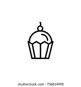 Cupcake flat icon. Single high quality outline symbol of happy birthday for web design or mobile app. Thin line signs of holiday for design logo, visit card, etc. Outline logo of celebration