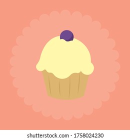 Cupcake flat icon vector illustration.