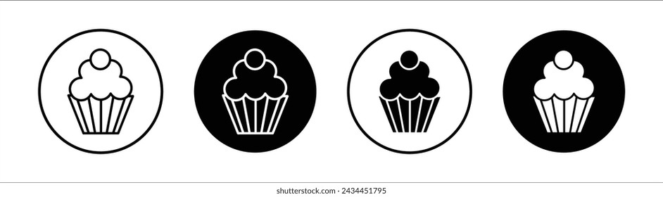 Cupcake flat line icon set. Cupcake Thin line illustration vector