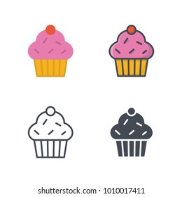 Cupcake flat line silhouette