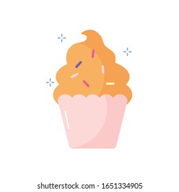 Cupcake-Flachbild-Icon-Design, Muffin-Dessert Süßigkeiten Bäckerei Zuckergebäck und Lebensmittel Thema Vektorillustration Illustration