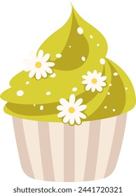 Cupcake con flores Vector Ilustración
