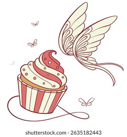 Cupcake Flutter Vector – Cute Cupcake Graphic for Bakery and  Dessert Designs 