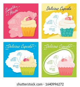 Cupcake  Flyer Template Collection, with lovely colorful design. Suitable for Banner, Menu, Birthday or valentine Card etc.