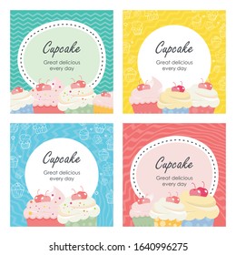 Cupcake  Flyer Template Collection, with lovely colorful design. Suitable for Banner, Menu, Birthday or valentine Card etc.