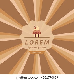 cupcake flyer. Vector welcome banner design template and elements for cupcake bakery packaging in trendy style