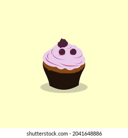 cupcake with foam cream simple icon and cute