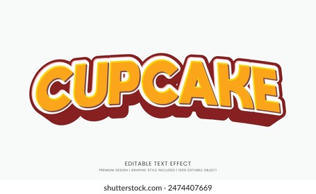 cupcake food editable 3d text effect template bold typography and abstract style, food logo and fast food brand