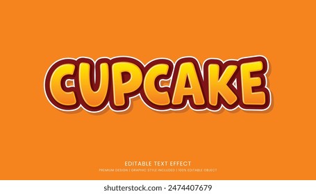 cupcake food editable 3d text effect template bold typography and abstract style, food logo and fast food brand