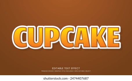 cupcake food editable 3d text effect template bold typography and abstract style, food logo and fast food brand