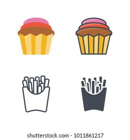 Cupcake food flat line icon