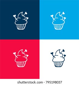 Cupcake four color material and minimal icon logo set in red and blue