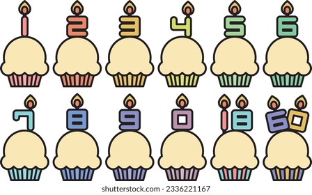 Cupcake frame with numbered candles