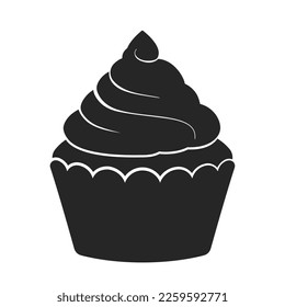 Cupcake with frosting in black fill vector 