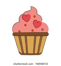 Cupcake with frosting and heart shape sprinkels icon image