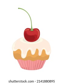 cupcake con icono de fruta aislado