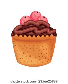cupcake with fruits icon isolated white background