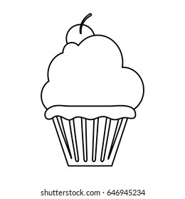 cupcake garnished with cherry icon image 