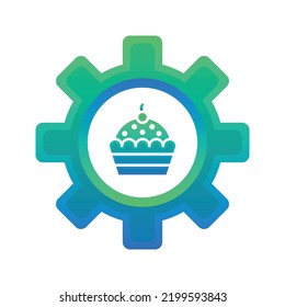 cupcake gear logo gradient design template icon element