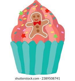 cupcake ginegerbread line art doodle