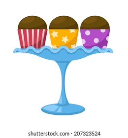 cupcake in a glass cake stand vector