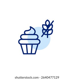 Cupcake and gluten free symbol. Dietary restrictions, food labelling. Pixel perfect, editable stroke vector icon