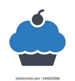 cupcake glyph color vector icon