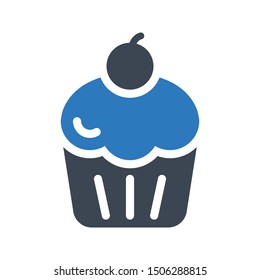 cupcake glyph colour vector icon
