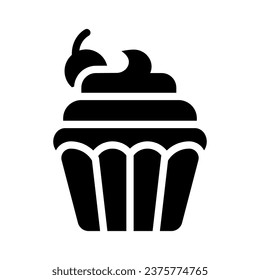 cupcake glyph icon illustration vector graphic. Simple element illustration vector graphic, suitable for app, websites, and presentations isolated on white background